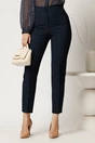 Pantalon bleumarin din stofa cu croi conic, 1, dyfashion.ro