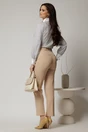 Pantalon DY Fashion bej cu croi conic si gaici impletite, 2, dyfashion.ro