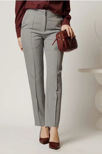 Pantalon DY Fashion gri conici din stofa