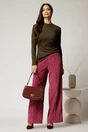 Pantalon DY Fashion lejer din velur magenta cu buzunare, 3, dyfashion.ro