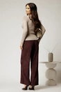 Pantalon DY Fashion lejer din velur maro cu buzunare, 2, dyfashion.ro