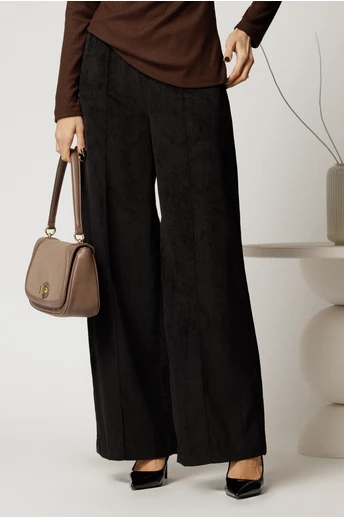 Pantalon DY Fashion lejer din velur negru cu buzunare