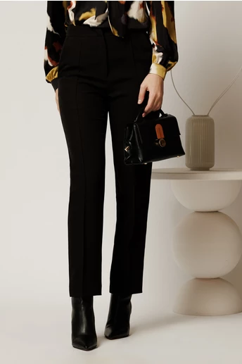 Pantalon DY Fashion negru conici din stofa