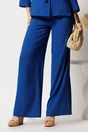 Pantaloni albastri din viscoza evazati, 1, dyfashion.ro