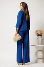Pantaloni albastri din viscoza evazati, 2, dyfashion.ro