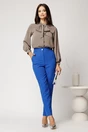 Pantaloni albastri din stofa cu croi drept si buzunare, 1, dyfashion.ro