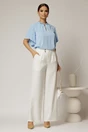 Pantaloni albi cu croi larg si inchidere cu nasturi, 5, dyfashion.ro