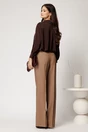 Pantaloni bej din stofa evazati cu dunga, 2, dyfashion.ro