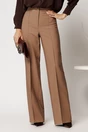 Pantaloni bej din stofa evazati cu dunga, 1, dyfashion.ro