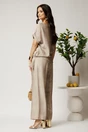 Pantaloni bej din viscoza cu croi lejer si elastic in talie., 2, dyfashion.ro