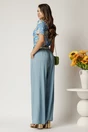 Pantaloni bleu din lyocell cu croi lejer si curea in talie, 2, dyfashion.ro