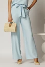 Pantaloni bleu din rayon cu croi lejer si cordon in talie, 1, dyfashion.ro
