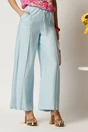 Pantaloni bleu din rayon cu croi lejer si elastic in talie, 1, dyfashion.ro