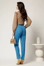 Pantaloni bleu din stofa cu croi conic si nasture perlat, 2, dyfashion.ro