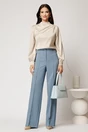 Pantaloni bleu din stofa evazati cu dunga, 3, dyfashion.ro