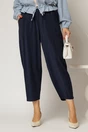 Pantaloni bleumarin de zi din tencel cu snur si elastic pe talie, 1, dyfashion.ro