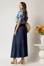 Pantaloni bleumarin din viscoza tip fusta cu buzunare si cordon in talie, 2, dyfashion.ro