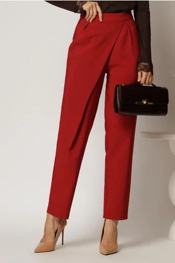 Pantaloni bordo cu pliu petrecut