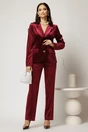 Pantaloni bordo din catifea cu croi lejer, 1, dyfashion.ro