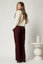 Pantaloni bordo din stofa cu croi drept si curea in talie, 2, dyfashion.ro