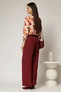 Pantaloni bordo din triplu voal cu pliuri si croi lejer, 2, dyfashion.ro
