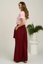 Pantaloni bordo din viscoza evazati cu catarama in talie, 2, dyfashion.ro