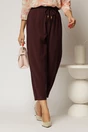 Pantaloni burgundy de zi din tencel cu snur si elastic pe talie, 1, dyfashion.ro