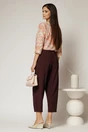 Pantaloni burgundy de zi din tencel cu snur si elastic pe talie, 3, dyfashion.ro