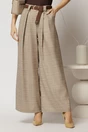 Pantaloni casual bej croi larg si curea in talie, 1, dyfashion.ro