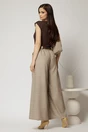 Pantaloni casual bej croi larg si curea in talie, 2, dyfashion.ro