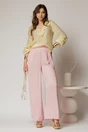 Pantaloni casual roz cu croi lejer si elastic pe talie, 3, dyfashion.ro
