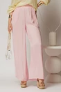 Pantaloni casual roz cu croi lejer si elastic pe talie, 1, dyfashion.ro