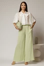 Pantaloni casual verde fistic cu croi lejer si elastic pe talie, 3, dyfashion.ro