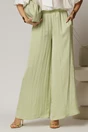 Pantaloni casual verde fistic cu croi lejer si elastic pe talie, 1, dyfashion.ro