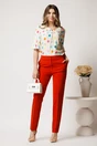 Pantaloni corai din stofa cu croi conic si buzunare- Viada, 3, dyfashion.ro