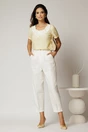 Pantaloni dama albi din bumbac cu croi tip balon, 3, dyfashion.ro