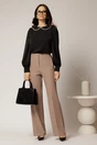 Pantaloni dama bej croi drept cu adaos de viscoza, 3, dyfashion.ro