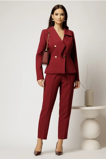 Pantaloni dama bordo cu croi conic