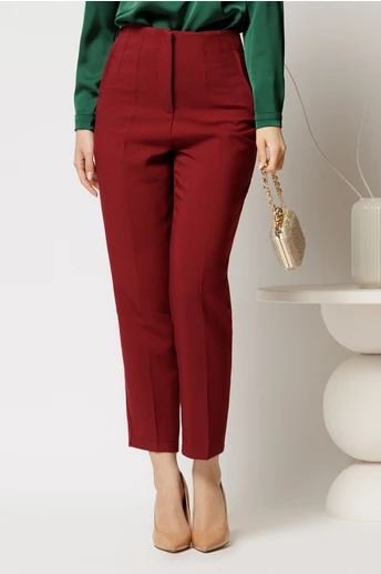 Pantaloni dama bordo cu croi conic