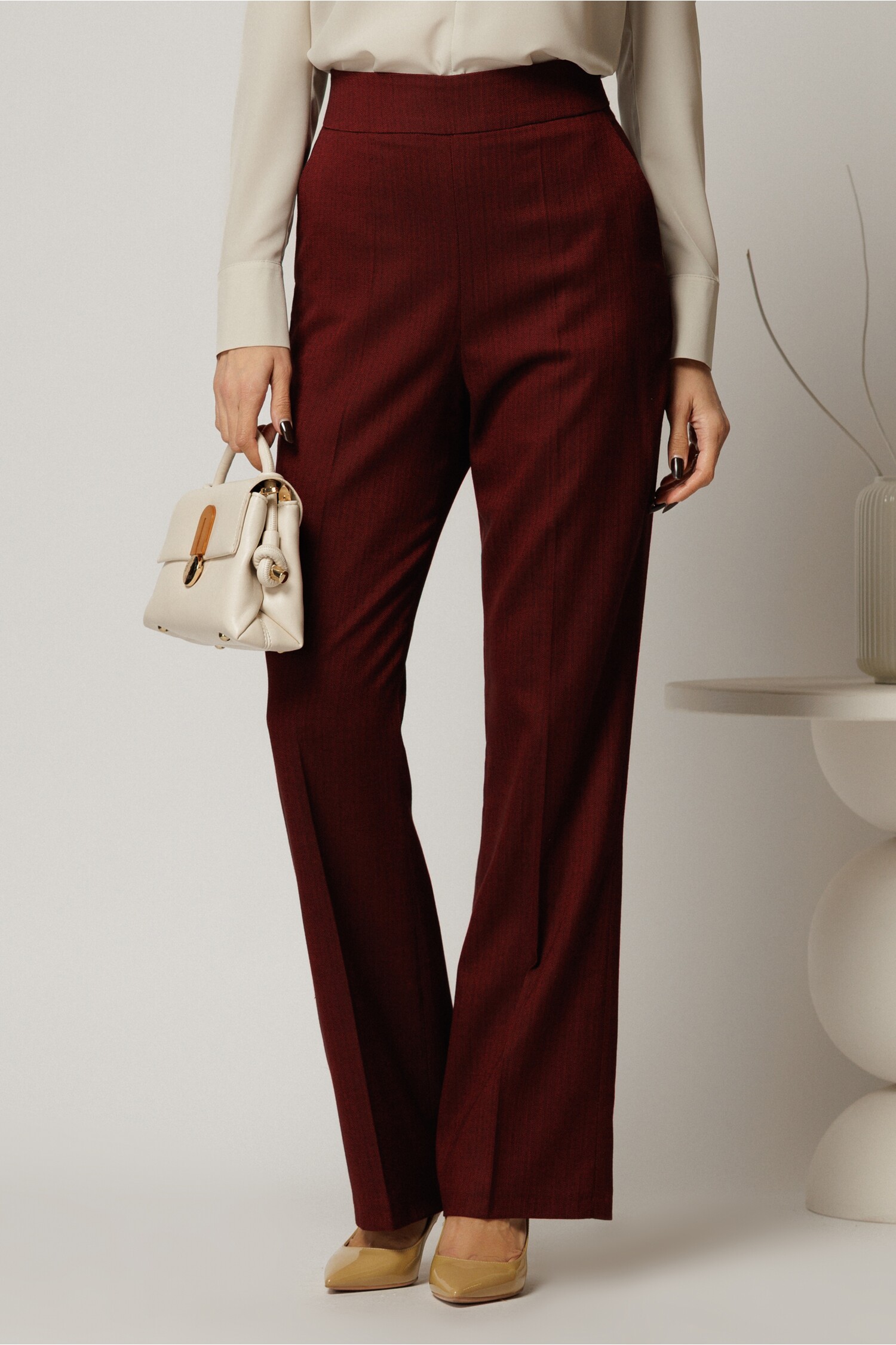 Pantaloni dama grena office croi drept