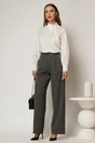 Pantaloni dama gri cu buzunare si croi usor evazat, 3, dyfashion.ro