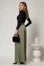 Pantaloni dama kaki din satin cu croi larg, 2, dyfashion.ro