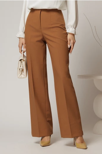 Pantaloni dama lungi maro croi usor evazat