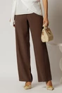 Pantaloni dama maro cu croi lejer si snur in talie, 1, dyfashion.ro