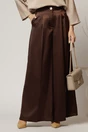 Pantaloni dama maro din satin cu croi larg, 1, dyfashion.ro