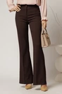 Pantaloni dama maro evazati office din stofa, 1, dyfashion.ro