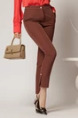 Pantaloni dama maro office cu crepeu si perla la glezna, 1, dyfashion.ro