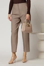 Pantaloni dama maro taupe cu croi conic si pense pe talie, 1, dyfashion.ro