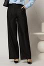 Pantaloni dama negri casual office cu croi larg si pliuri din talie, 1, dyfashion.ro