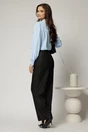Pantaloni dama negri casual office cu croi larg si pliuri din talie, 2, dyfashion.ro